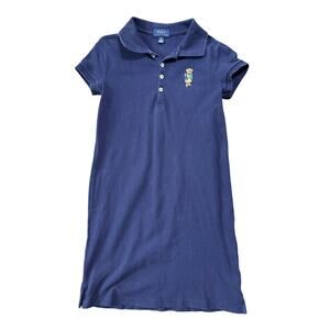 Polo Ralph Lauren Navy Blur Polo Shirt Dress with Bear Logo Size 6X